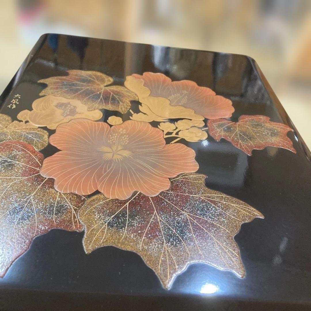 大風作 重箱 花と葉の金箔装飾 輪島塗