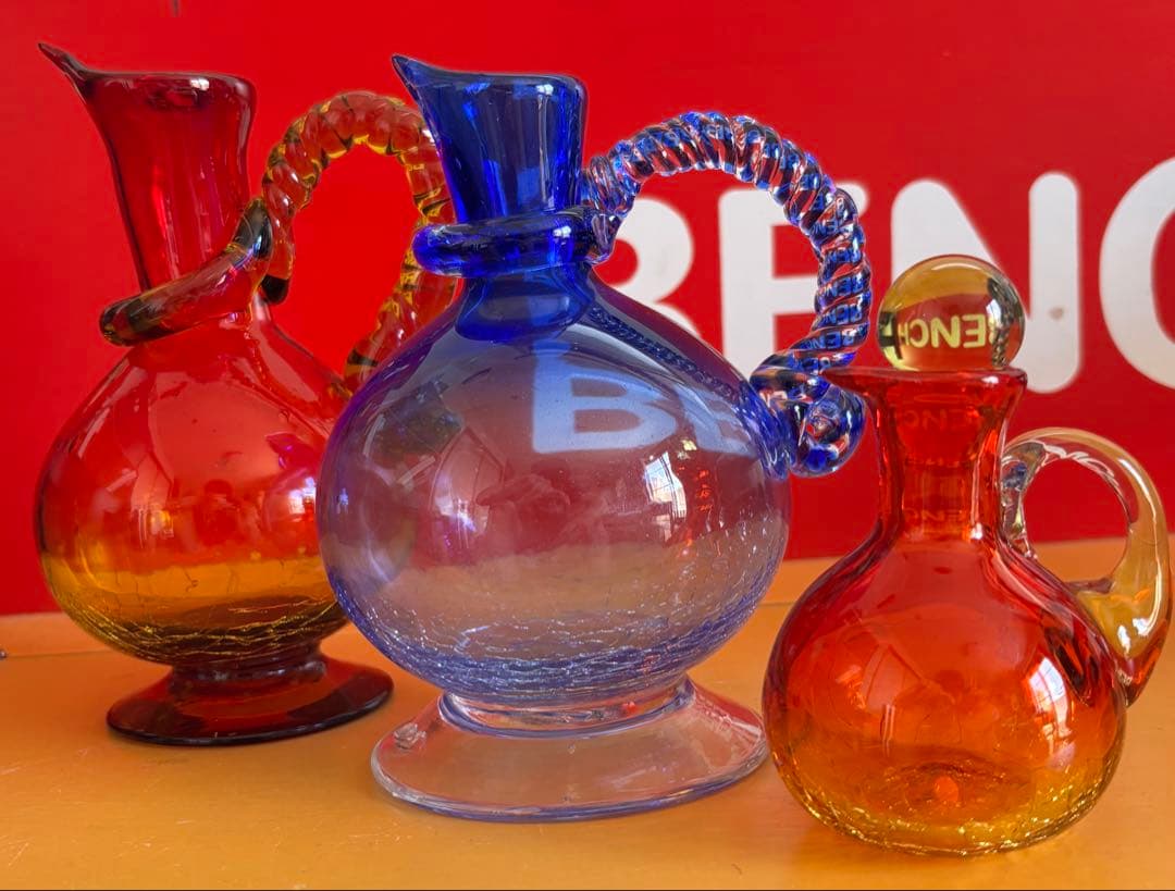 琉球ガラス　水差し　ガラス細工　置物　インテリア　3個セット