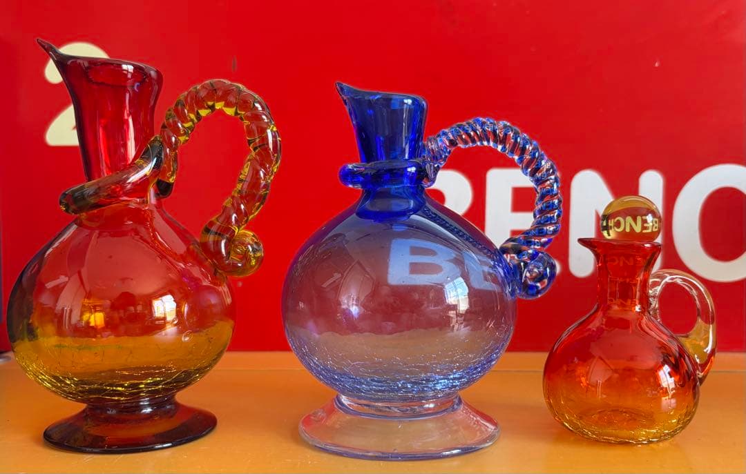 琉球ガラス　水差し　ガラス細工　置物　インテリア　3個セット