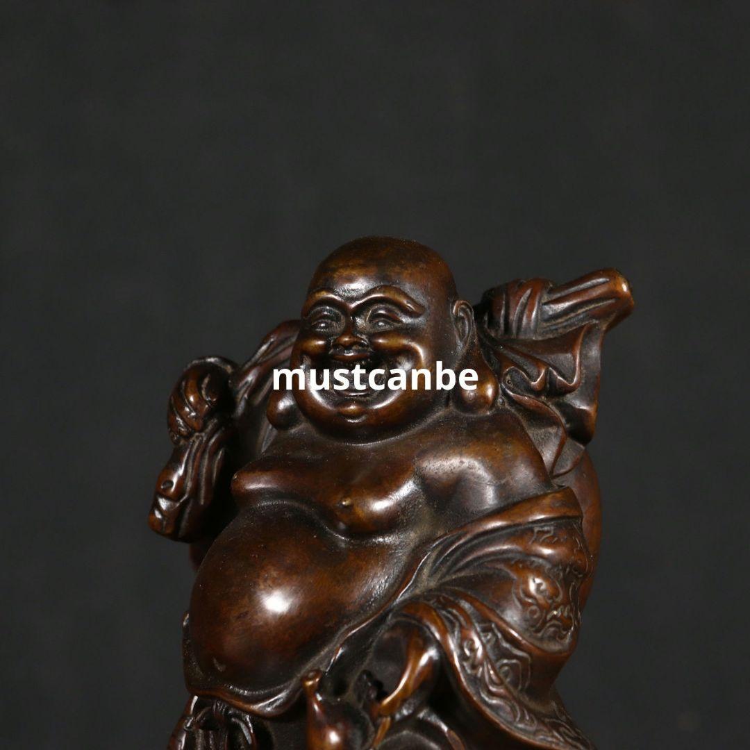 銅製 仏像黄金袋弥勒仏仏像 めでたい如意 楽観仏 工芸品 置物