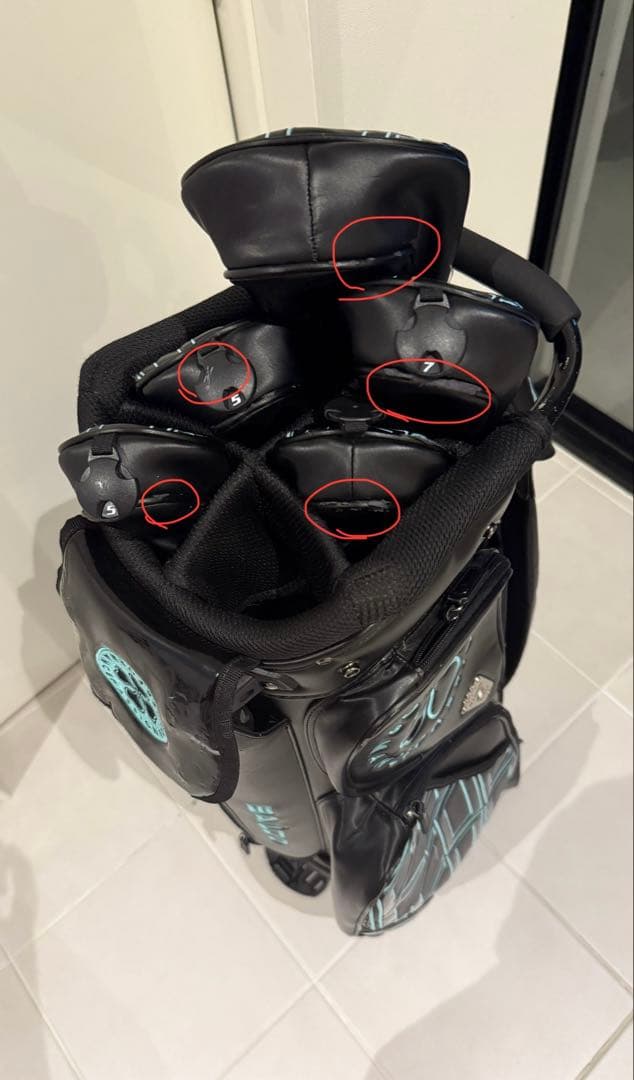 BAILDO キャディバッグ ブラック／ターコイズブルー