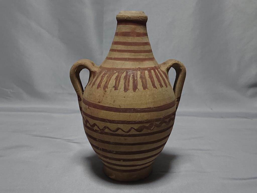 コレクター収集品　南米　プレ インカ文化　釉陶 双耳 水注