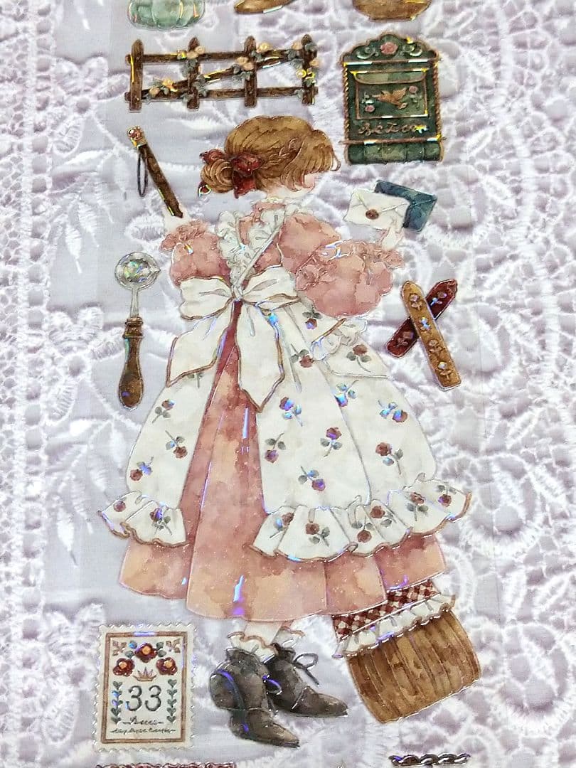 のこり２✩J620＃纤手遥望(贝壳光)Shine切り売り海外人物マステ女の子