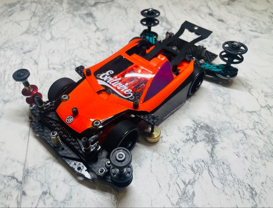 ミニ四駆　MSスギヤマ式フレキ　V字カット鳥居残し　１軸ATスラダン１軸アンカー