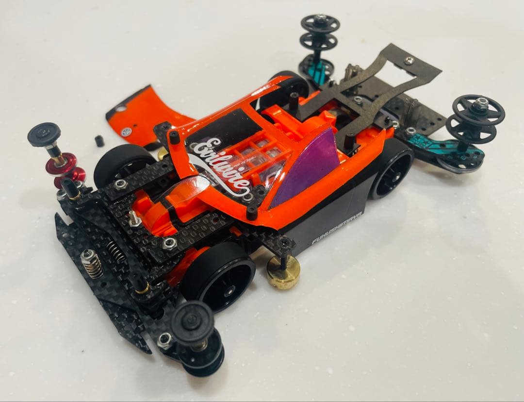 ミニ四駆　MSスギヤマ式フレキ　V字カット鳥居残し　１軸ATスラダン１軸アンカー