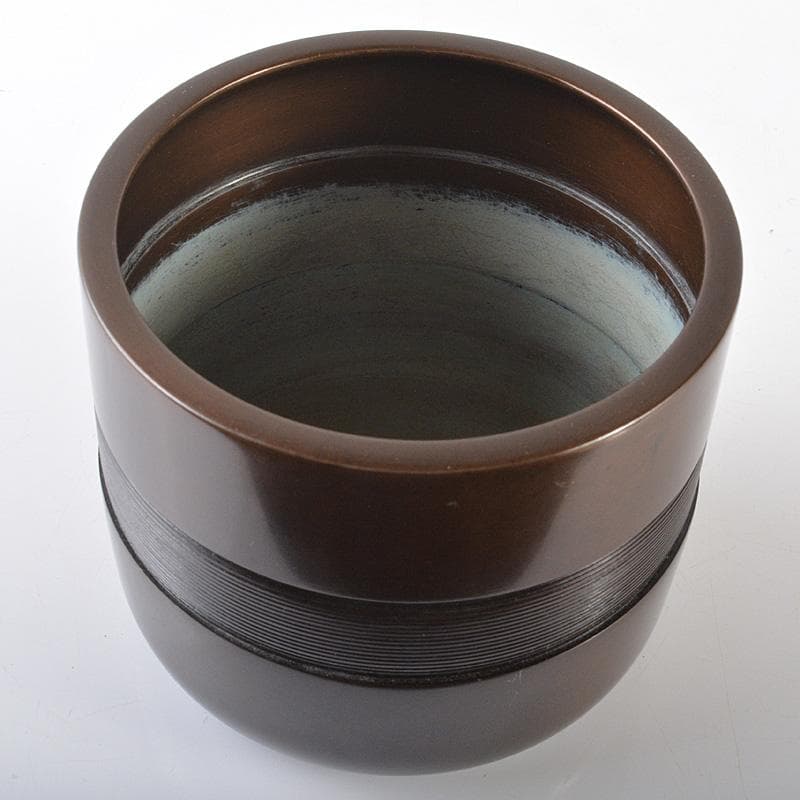 茶道具　釜師　角谷興兵衛造　唐金筋　火入　共箱　C　R6499