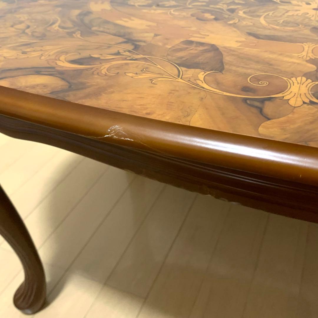イタリア 象嵌　センターテーブル ロココ調 猫脚 エレガント アンティーク