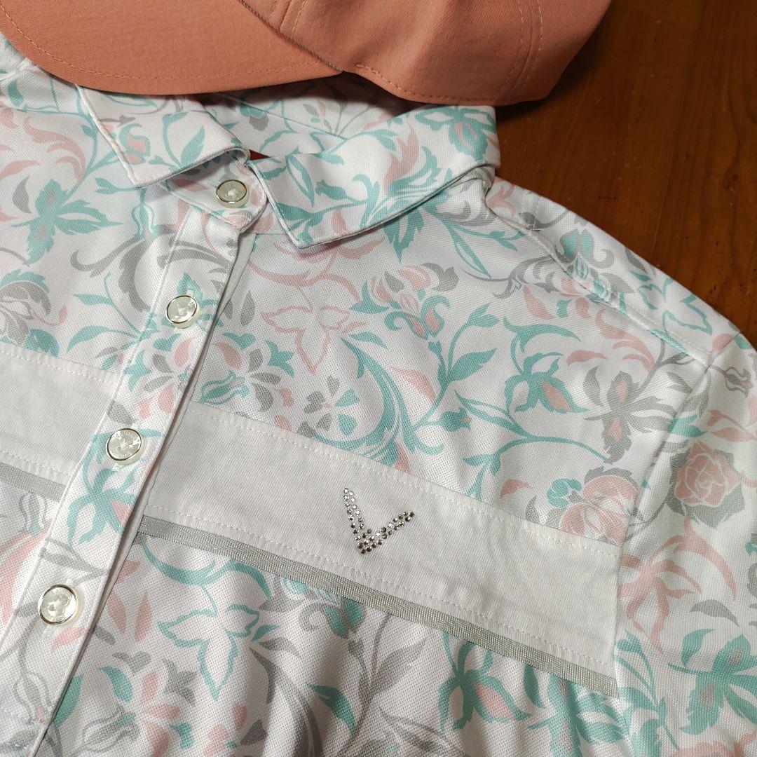 キャロウェイゴルフ　レッドレーベル　薔薇柄　ラインストーン付き　ゴルフキャップ