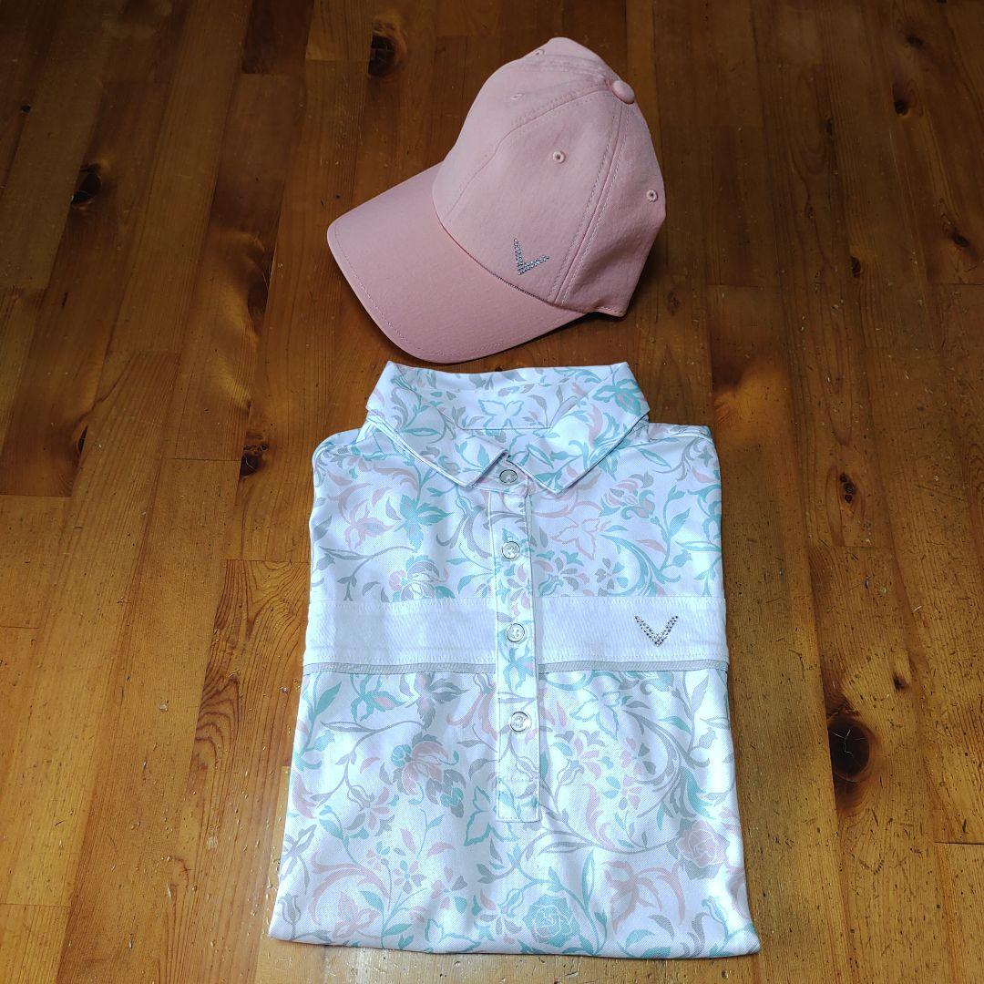 キャロウェイゴルフ　レッドレーベル　薔薇柄　ラインストーン付き　ゴルフキャップ