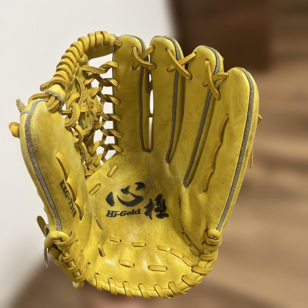 ハム太郎さん専用　ハイゴールド　イエロー レザー 軟式グローブ