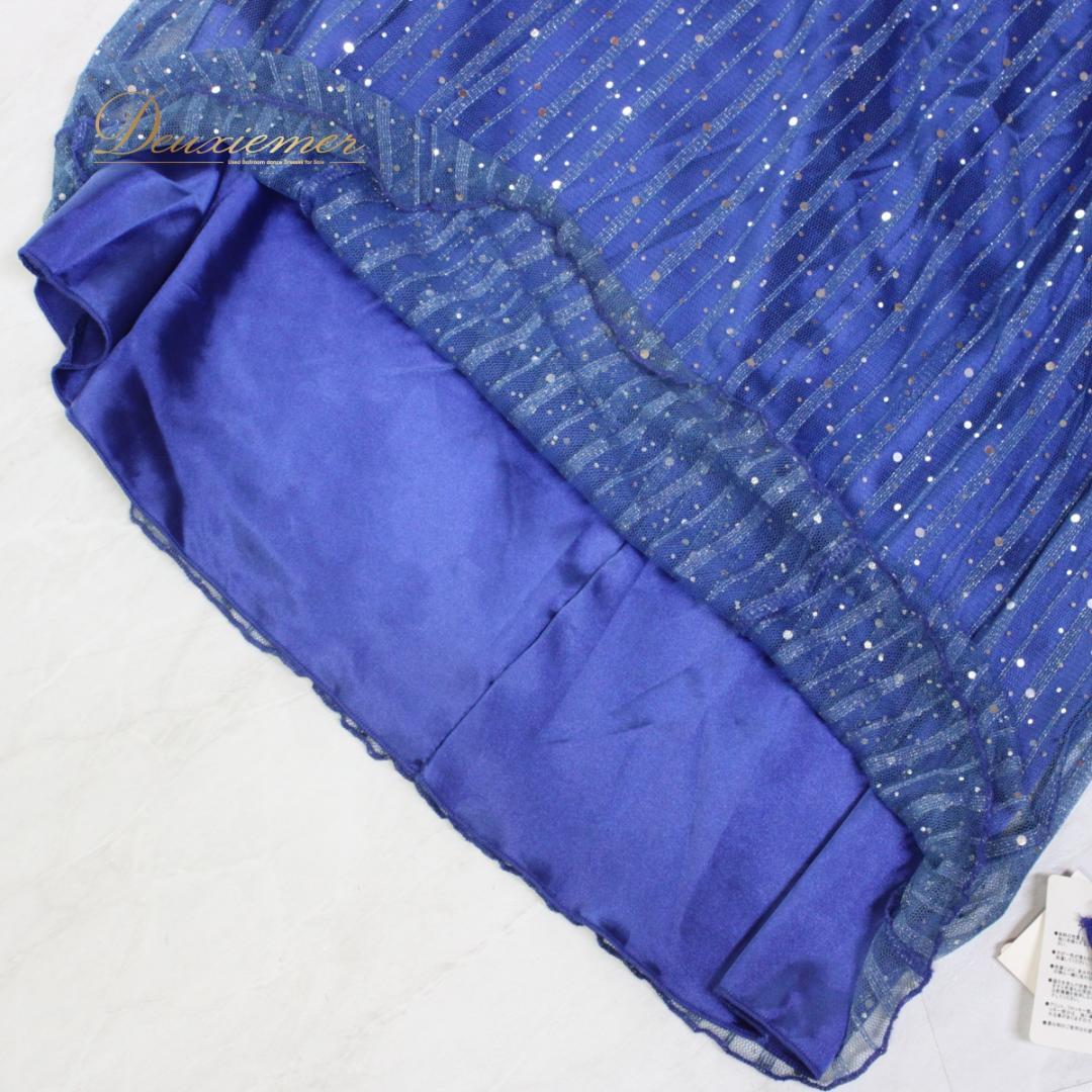 【美品 社交ダンス衣装】ワンピース ドレス ICHIOKU 青 ブルー キラキラ