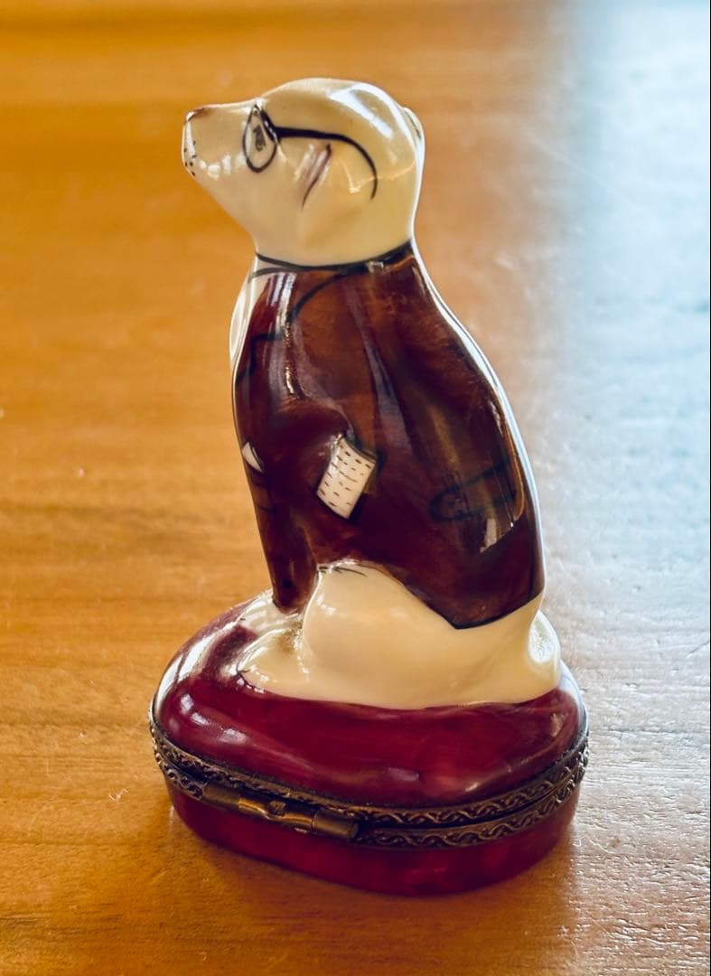 フランス リモージュ焼き ピルケース メガネの犬