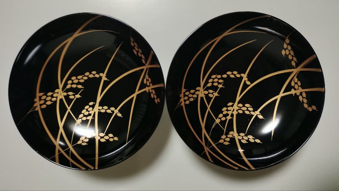 京都　平安象彦　稲穂蒔絵　吸物椀　2客