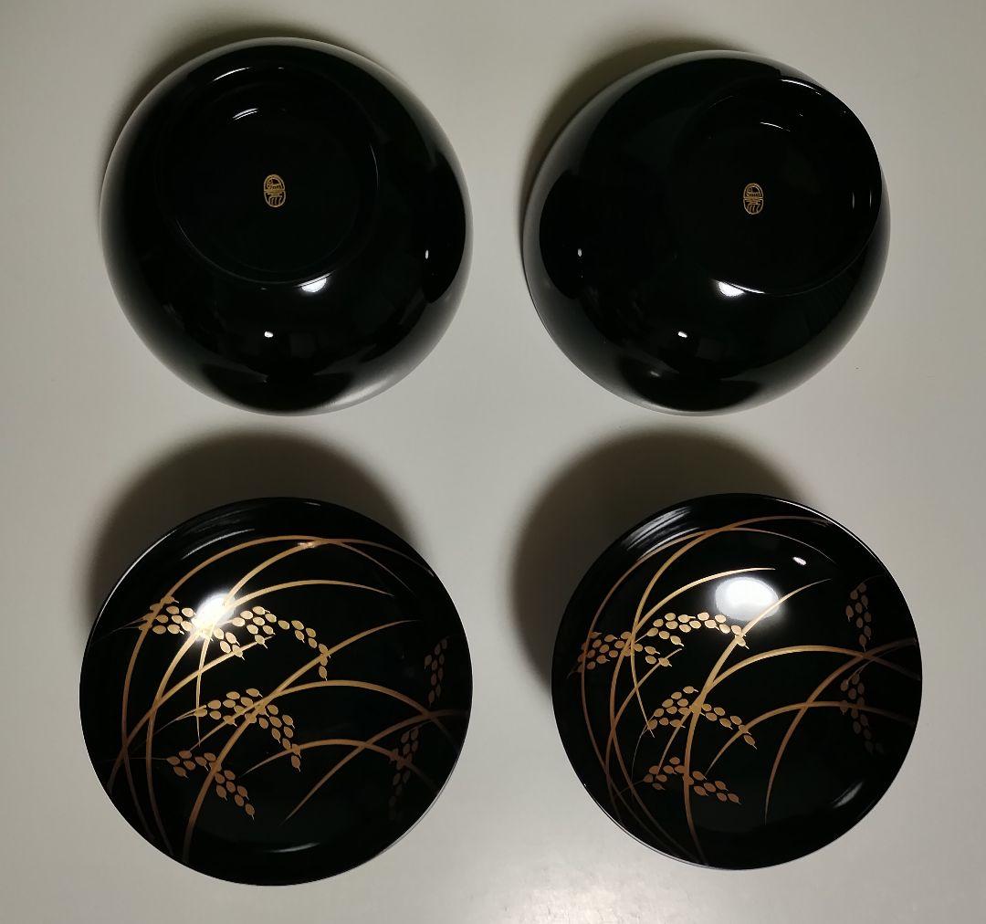 京都　平安象彦　稲穂蒔絵　吸物椀　2客