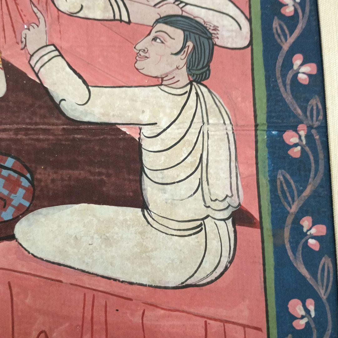 4444）タイの寺院画・宗教画？？？　水彩系の直筆　詳細不明