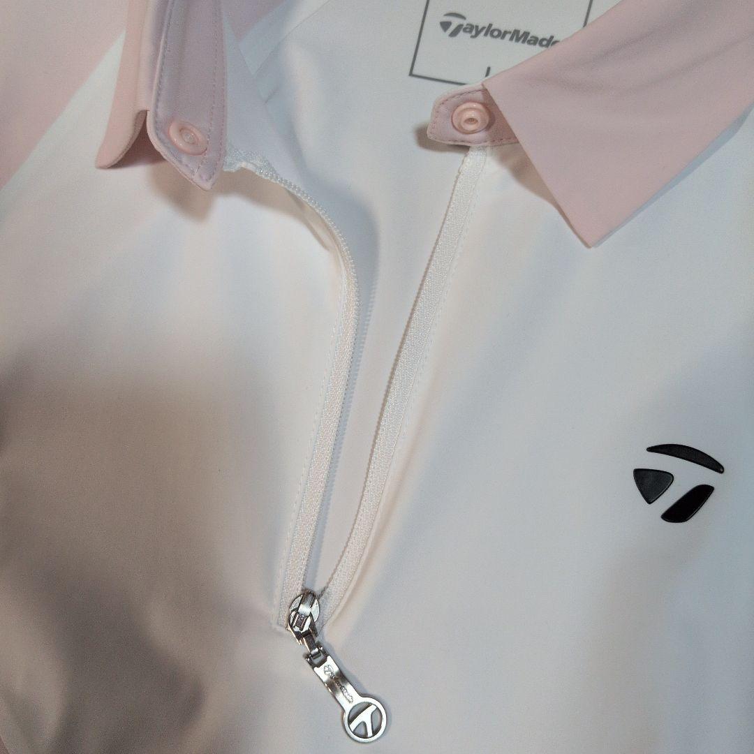 テーラーメイド:レディース:Lサイズ:長袖ポロシャツ:白/ピンク
