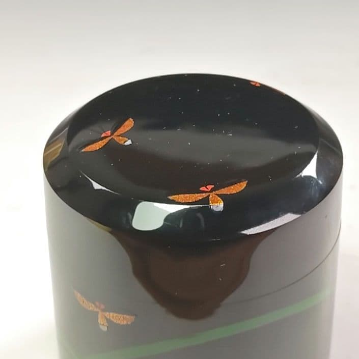 ウ206 棗『中村宗悦』『即中斎好　早苗蛍蒔絵　雪吹茶器　共箱』茶道具　漆塗