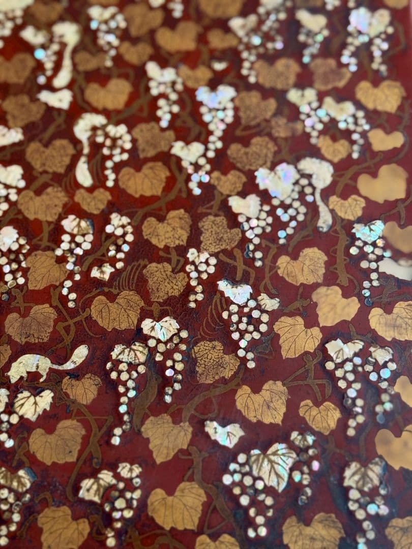 螺鈿 文箱 硯箱 \"栗鼠と葡萄 \" 時代不詳