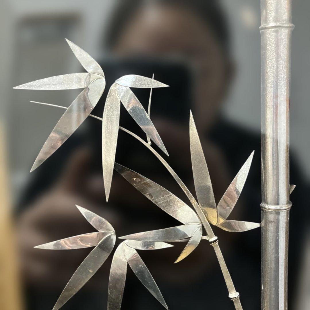 (2-24)純銀 竹の金属細工額