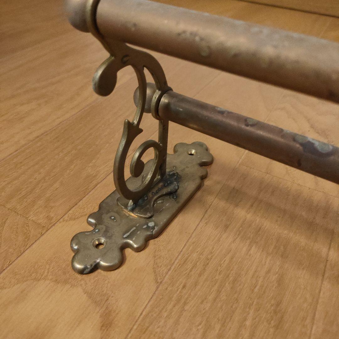 アンティーク 真鍮製 ダブルタオルバー 2連タオル掛 クラシック イタリア製 ①