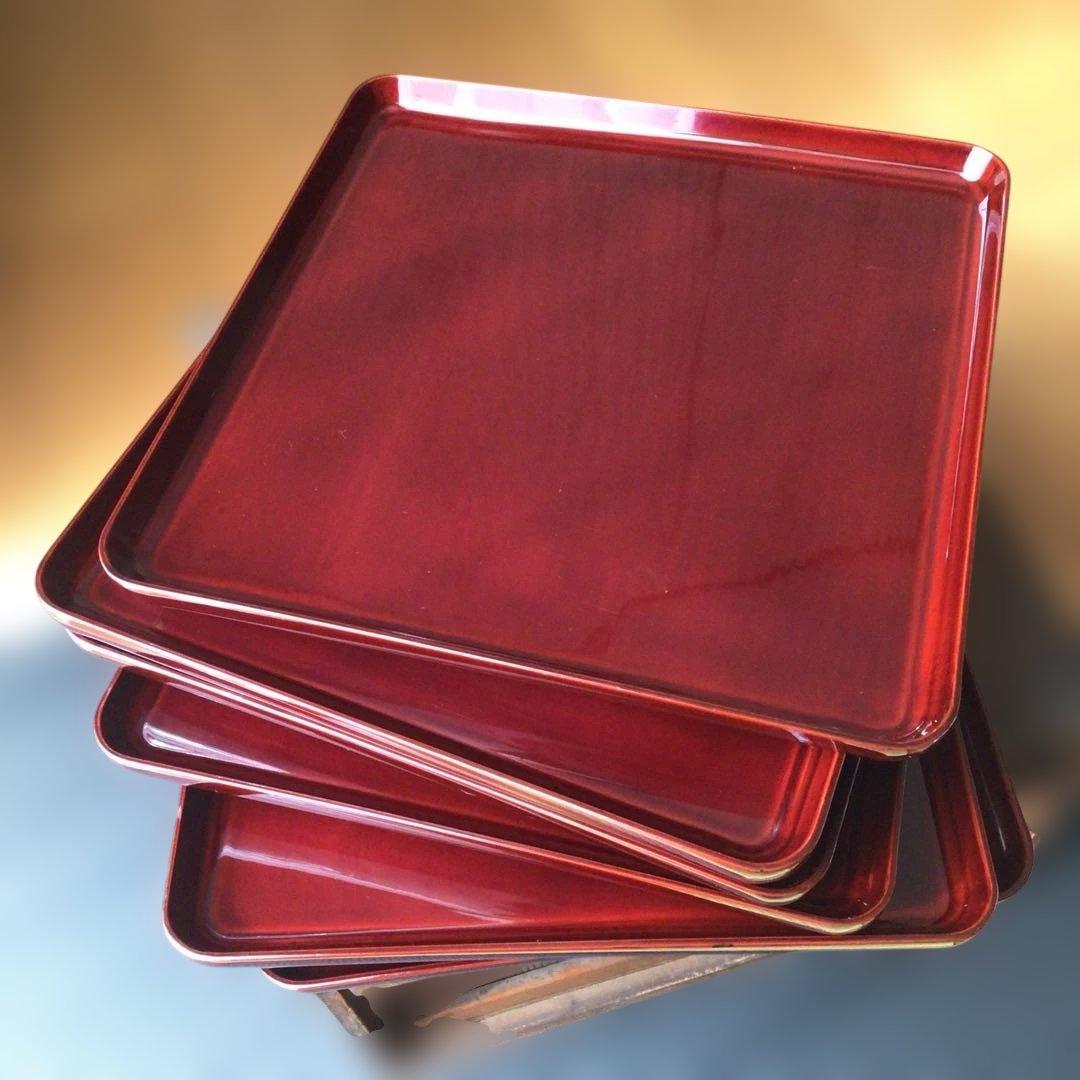 骨董　吸物膳　6枚　折敷　四方膳　漆器　アンティーク　年代物