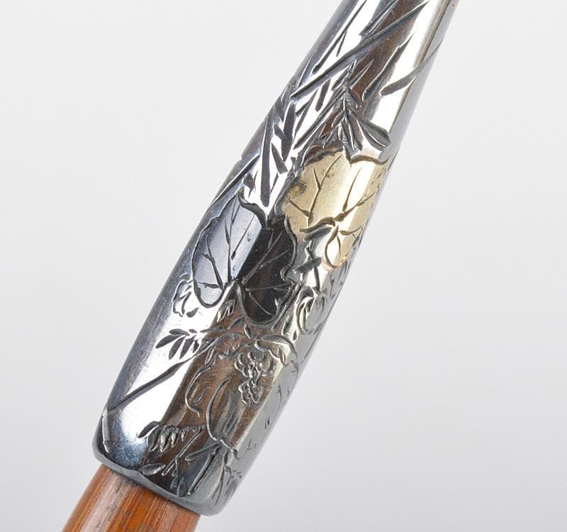 時代提げ物　唐絹　喫煙具　煙草入　煙管入　 寿雄刻　煙管　キセル　V　R4553