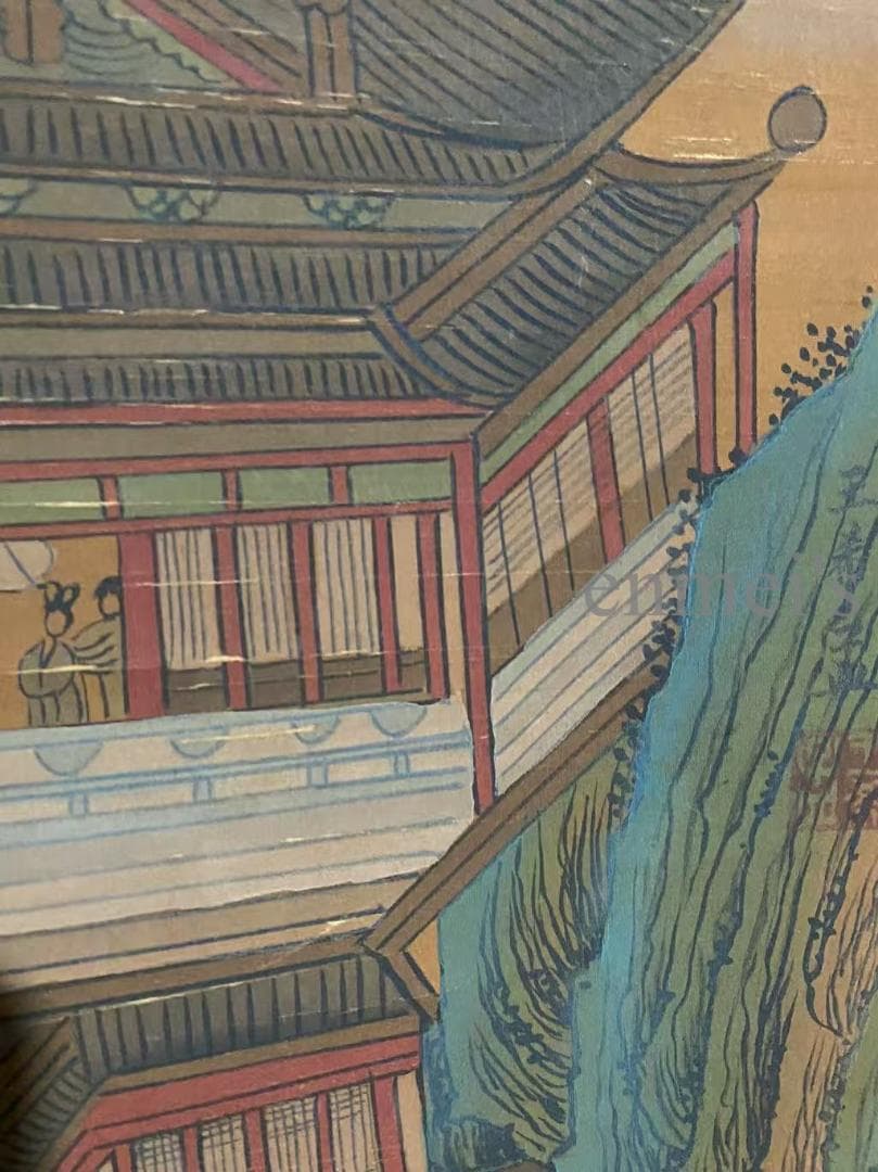 中国古美術 宋代王希孟款 山水図 掛軸 絹本 肉筆 唐物 古画 書道 名家書画