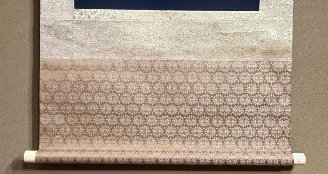 西陣織 佐藤重教 『京都西陣織観音』 般若心経 金糸 掛軸 仏画 織物 茶掛