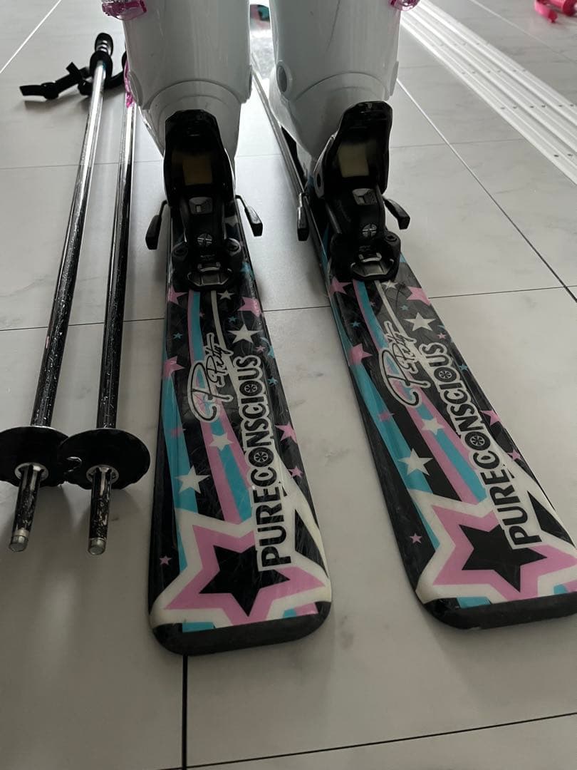 スキー板120 ブーツ22 ストック付き　ジュニア　PURECONCIOUS