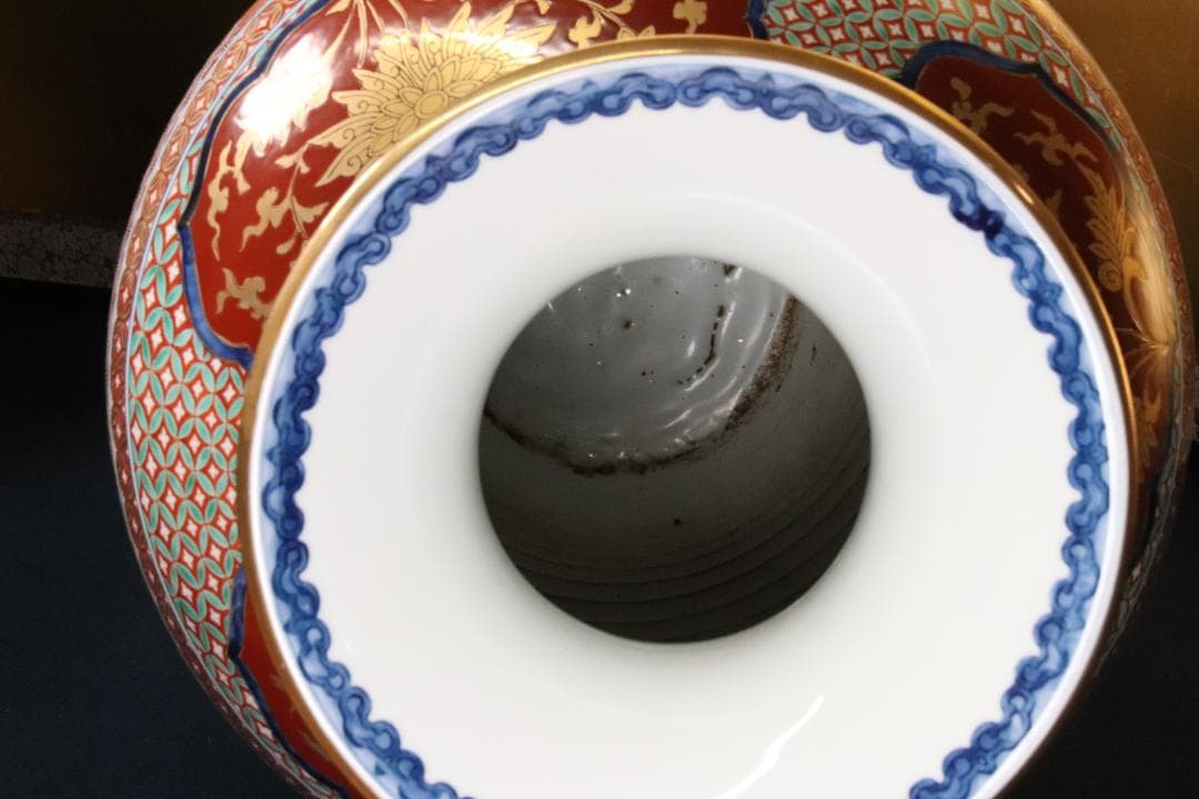 BE688　有田焼 松右衛門 作　染錦鳳凰　花瓶　花入　大型　高さ74㎝　共箱