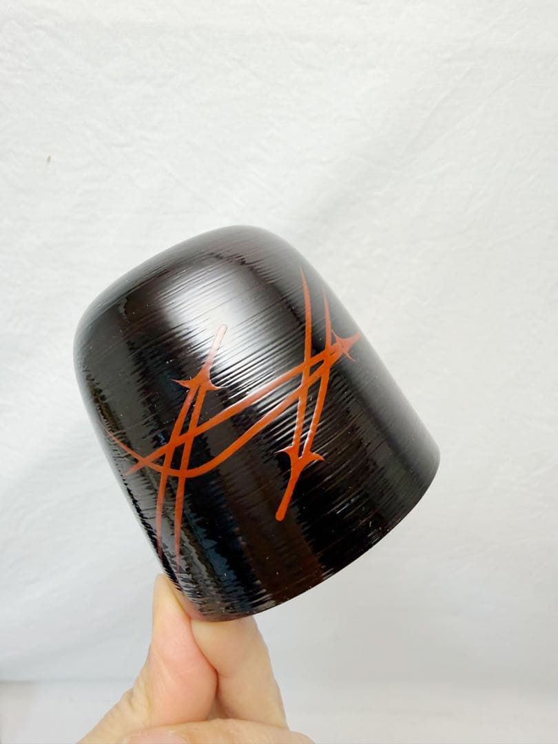 未使用 懐石道具 黒塗 松葉蒔絵 箸洗 六客揃 小吸物椀 和食器 汁椀 蓋付椀