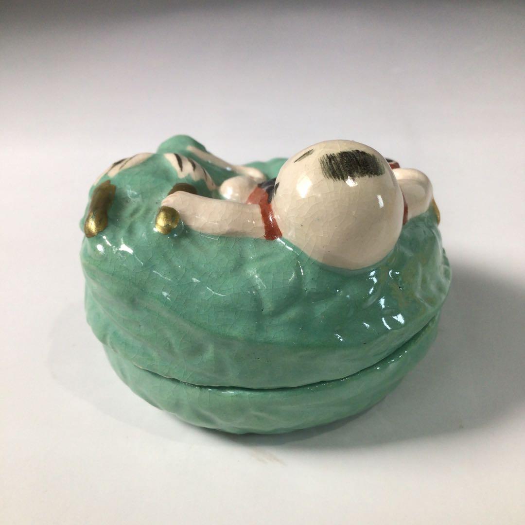 Ｓ２１７　香合　『伊東桂楽造』『楽焼』『龍わらべ香合』　共箱　茶道具