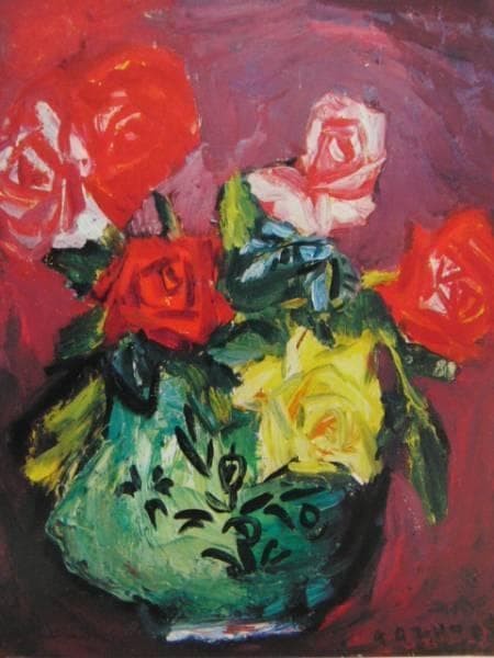 中川 一政、薔薇とペルシャ壺、希少画集画、風景、自然、静物、人気作家