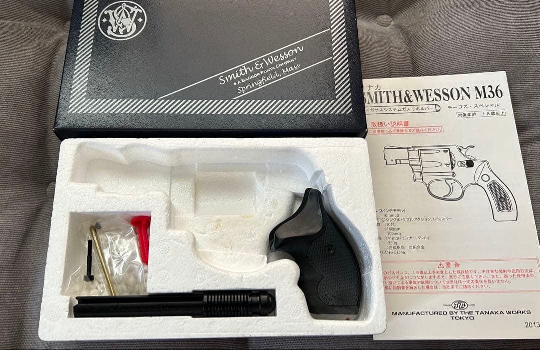 【タナカ】S&W M442 AWニッケルフィニッシュ　HOGUEラバーグリップ