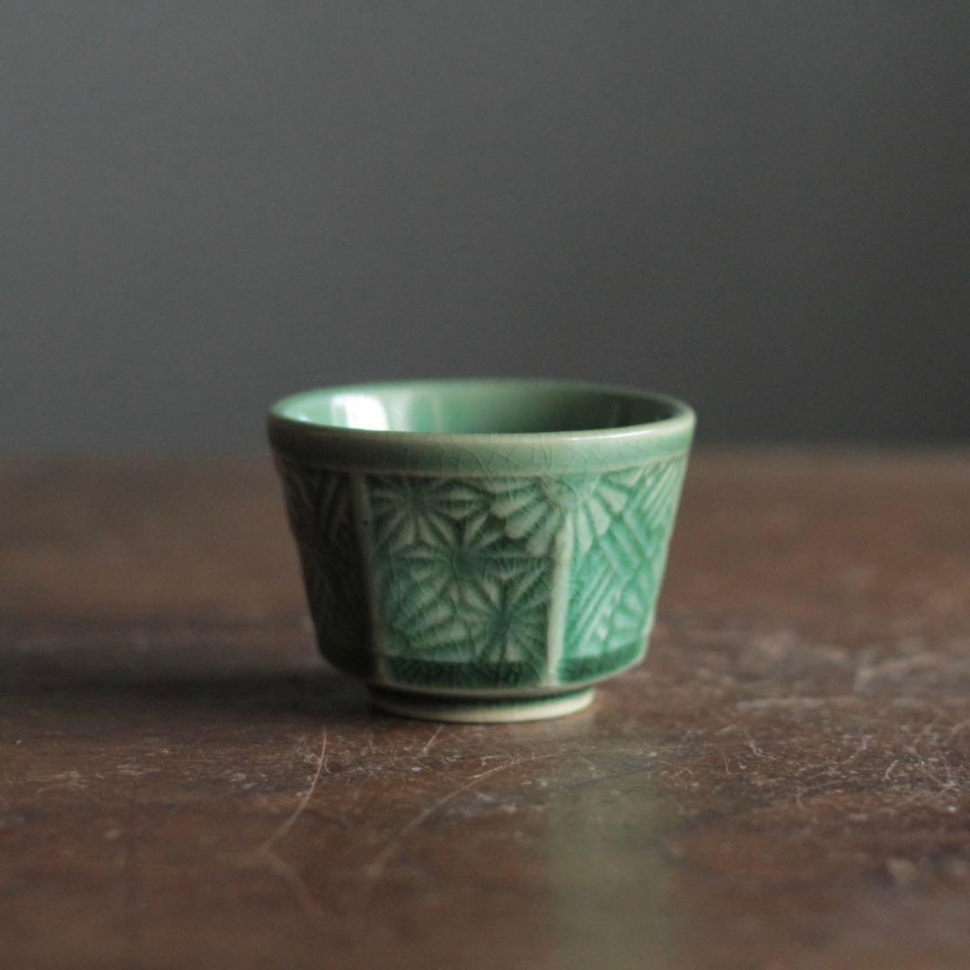 珉平焼 面取 盃 ぐい呑み 酒器 No.2 古美術 古道具 アンティーク