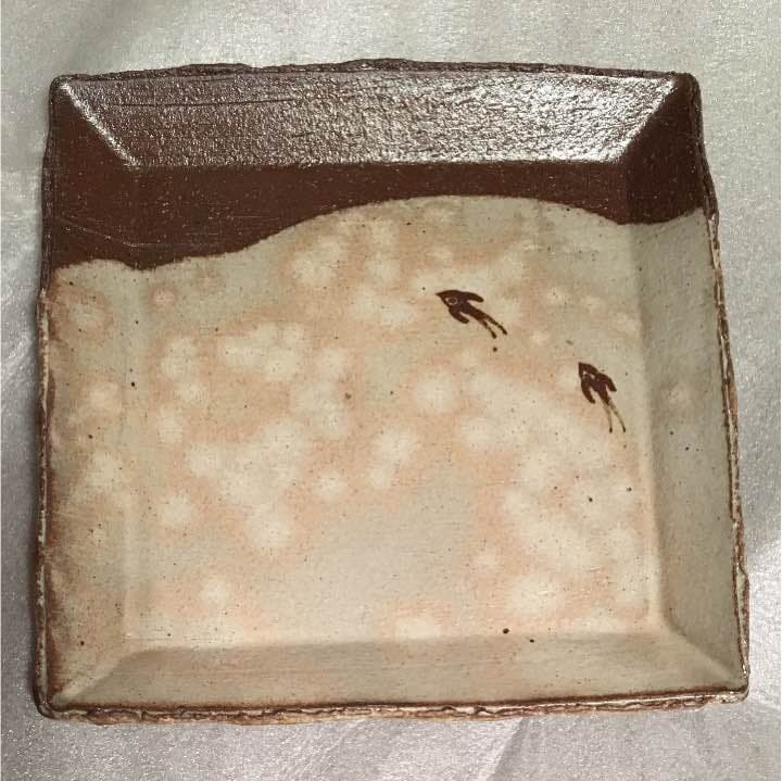 信楽焼き 絵粉引大皿