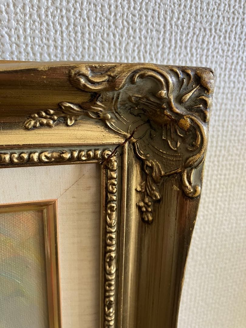 ☆ HaRu 薔薇 花 絵画 油絵 ♪ アンティーク 額縁 F4