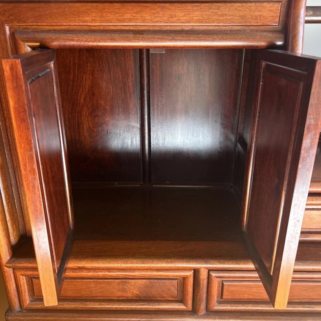 送料込 高級 花梨　収納棚 骨董品 飾り棚 茶箪笥 唐木 幅121㎝