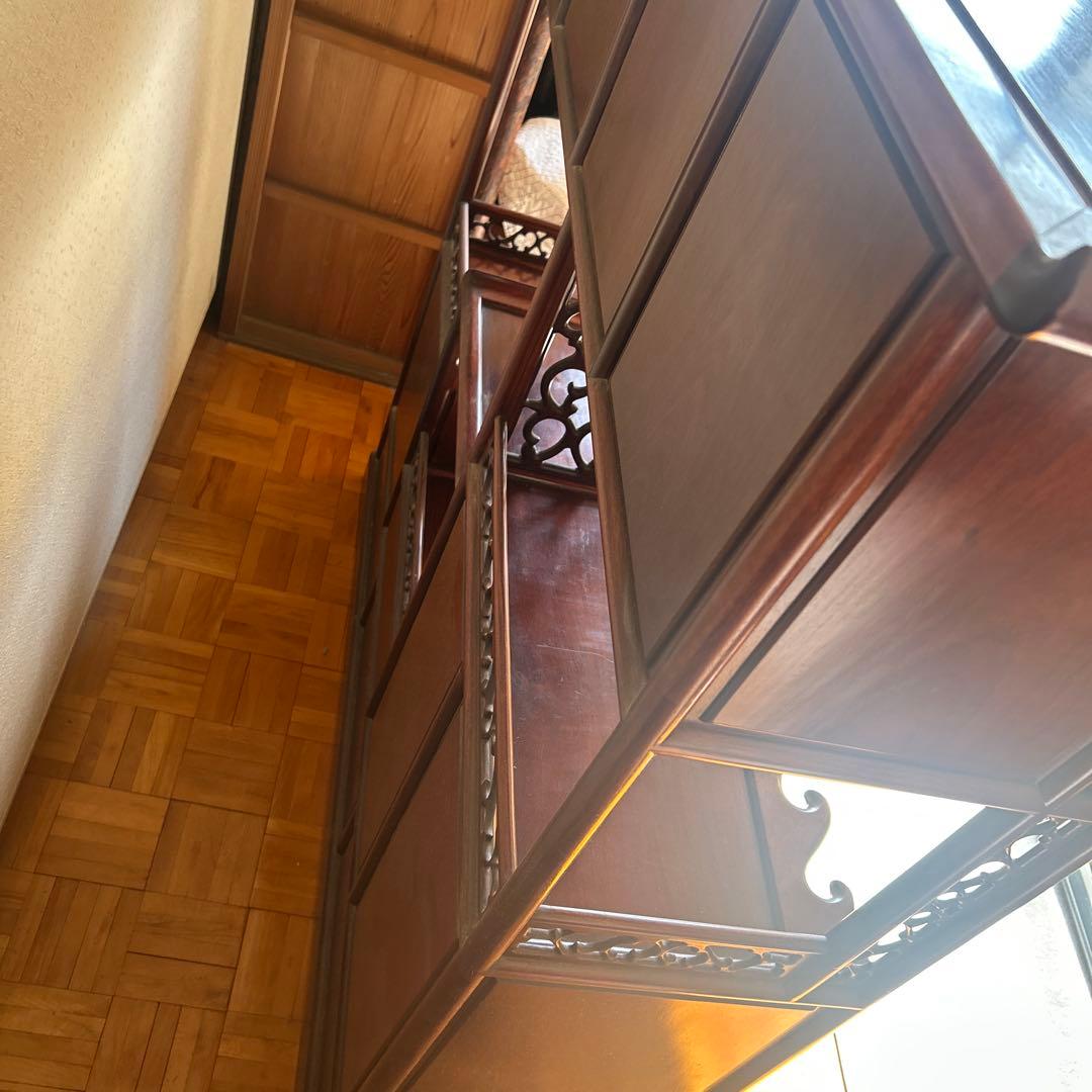 送料込 高級 花梨　収納棚 骨董品 飾り棚 茶箪笥 唐木 幅121㎝