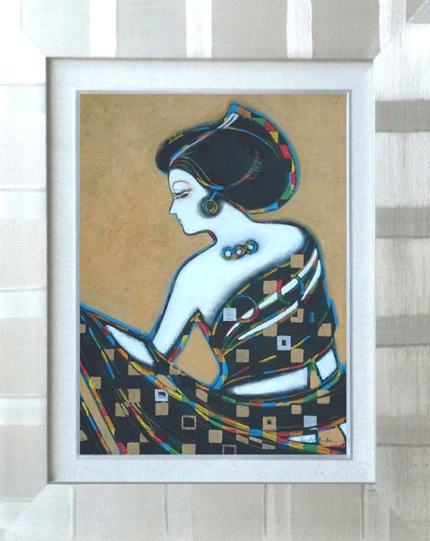 油絵 菅家令子 絵 絵画 インテリア uF6-010311 人物 女性像