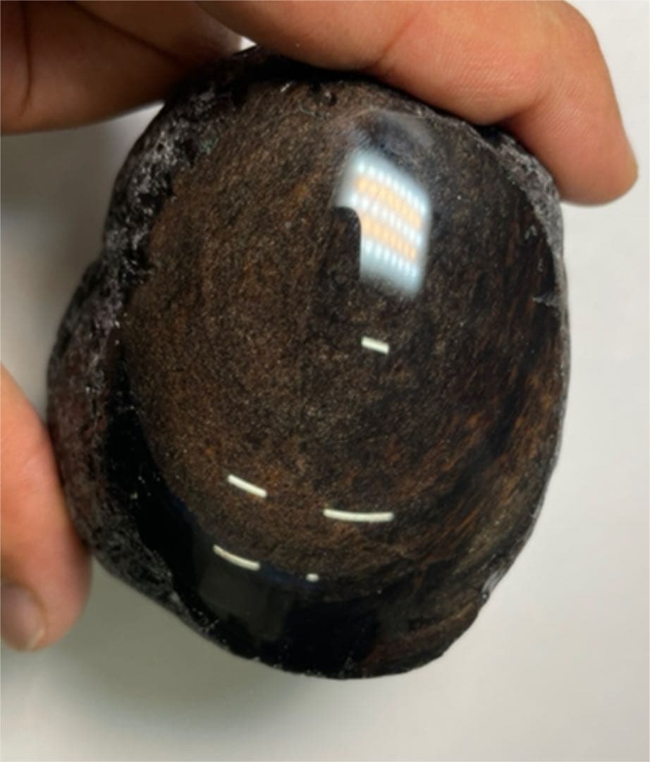 研磨品　十勝石玲瓏ゴールデンマホガニーオブシディアン　パープルシラー入り