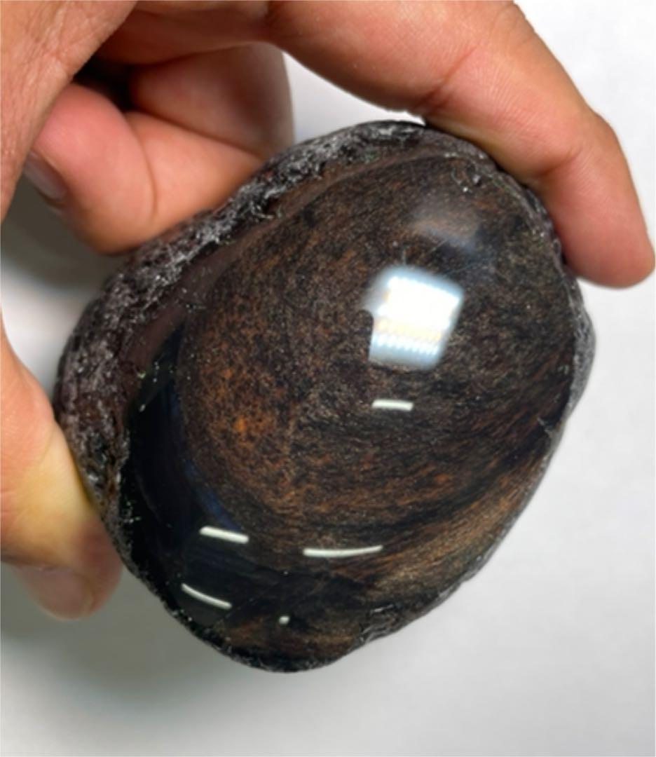 研磨品　十勝石玲瓏ゴールデンマホガニーオブシディアン　パープルシラー入り