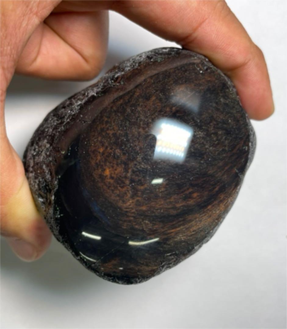 研磨品　十勝石玲瓏ゴールデンマホガニーオブシディアン　パープルシラー入り