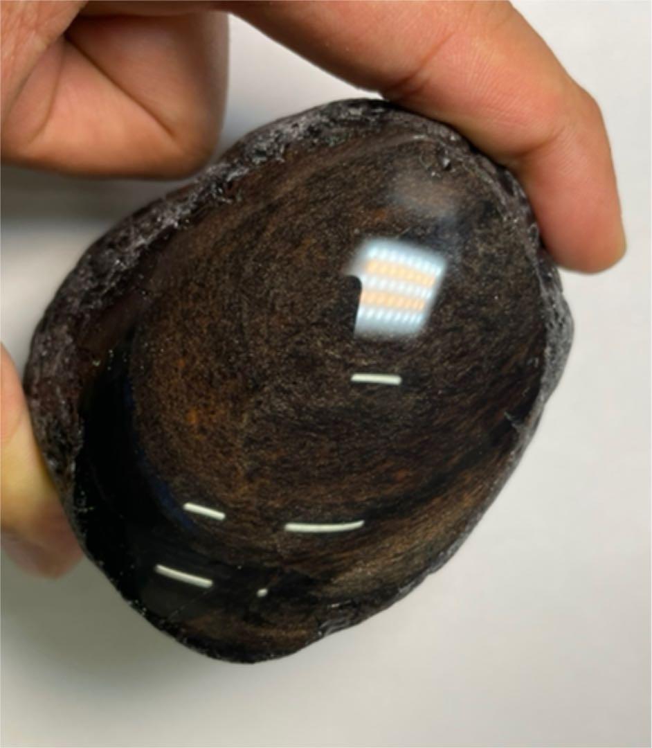 研磨品　十勝石玲瓏ゴールデンマホガニーオブシディアン　パープルシラー入り