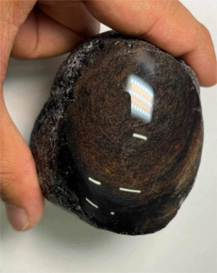 研磨品　十勝石玲瓏ゴールデンマホガニーオブシディアン　パープルシラー入り