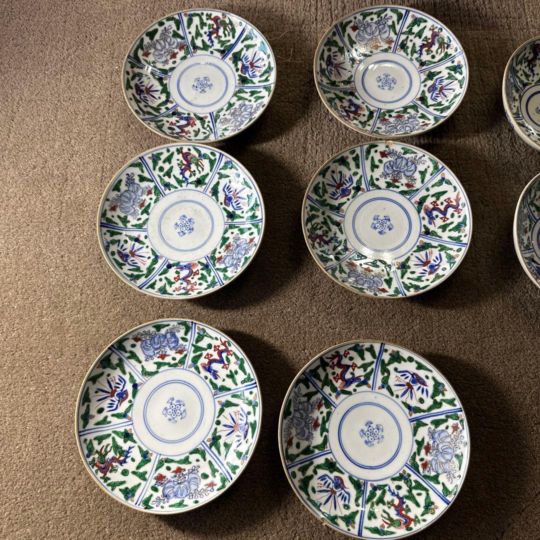 大明萬暦年製 中国 明王朝時代 大量14点 時代物 骨董品 中皿 景徳鎮