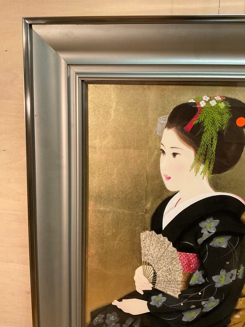 清水達三　「舞妓」　日本画１０号　直筆サイン・落款・共シール有り