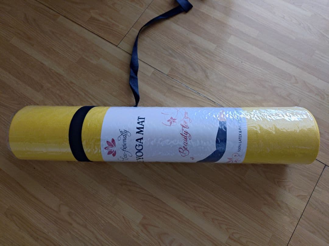 イエロー ヨガマット 収納バッグ付き 61cm X 185cm