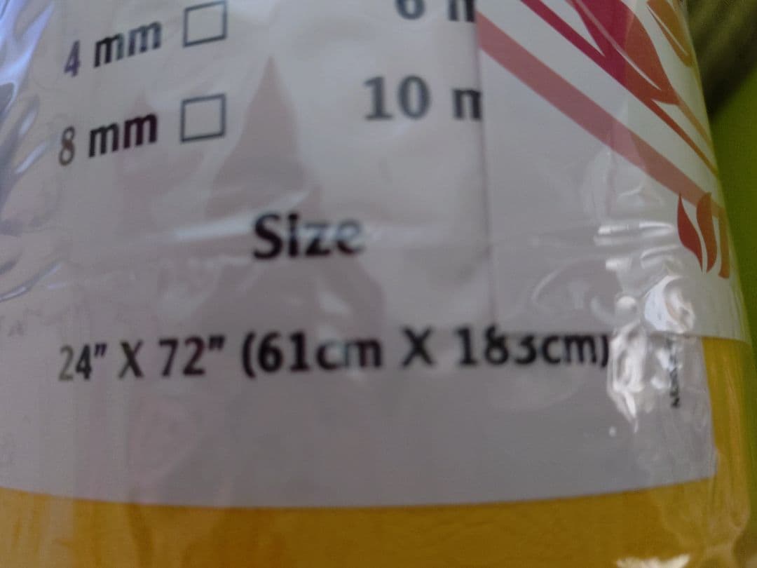 イエロー ヨガマット 収納バッグ付き 61cm X 185cm