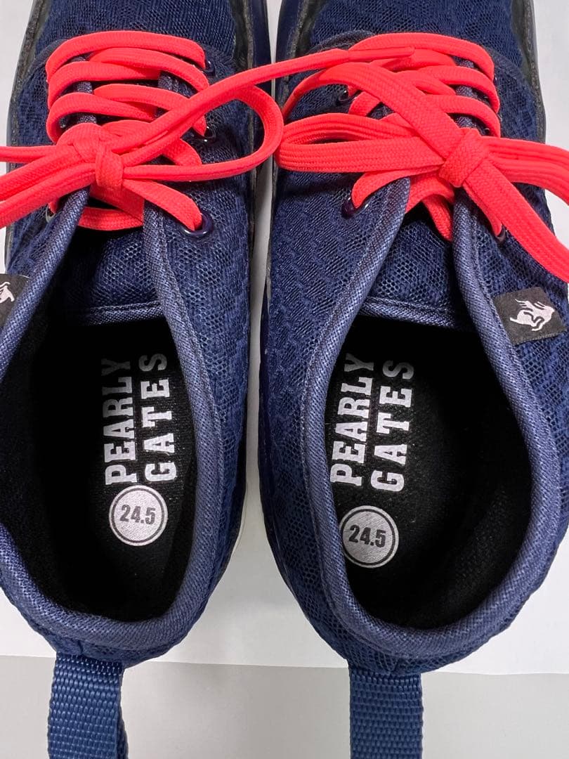 綺麗　パーリーゲイツ　ゴルフシューズ　24.5㎝　ネイビー×オレンジ